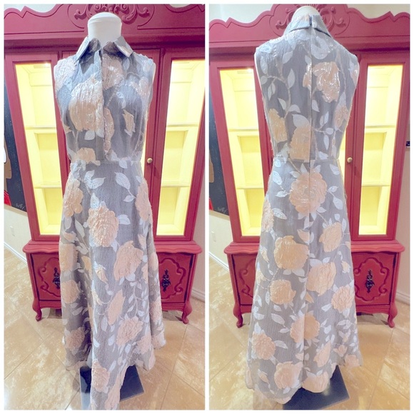 BADGLEY MISCHKA Darcy Floral Jacquard Button Front Gown - Picture 2 of 3